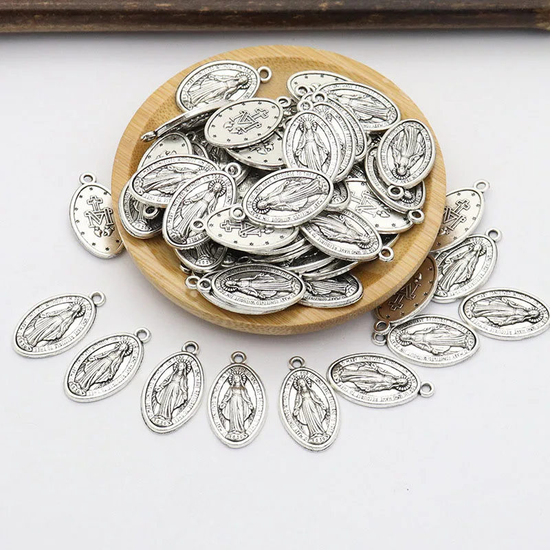 50 Stück „Our Lady of Apparitions Sacred Heart Our Lady of Grace“ Medaillon Milagrosa Charms DIY handgemachte Halskette Teile Zubehör – Detail 2