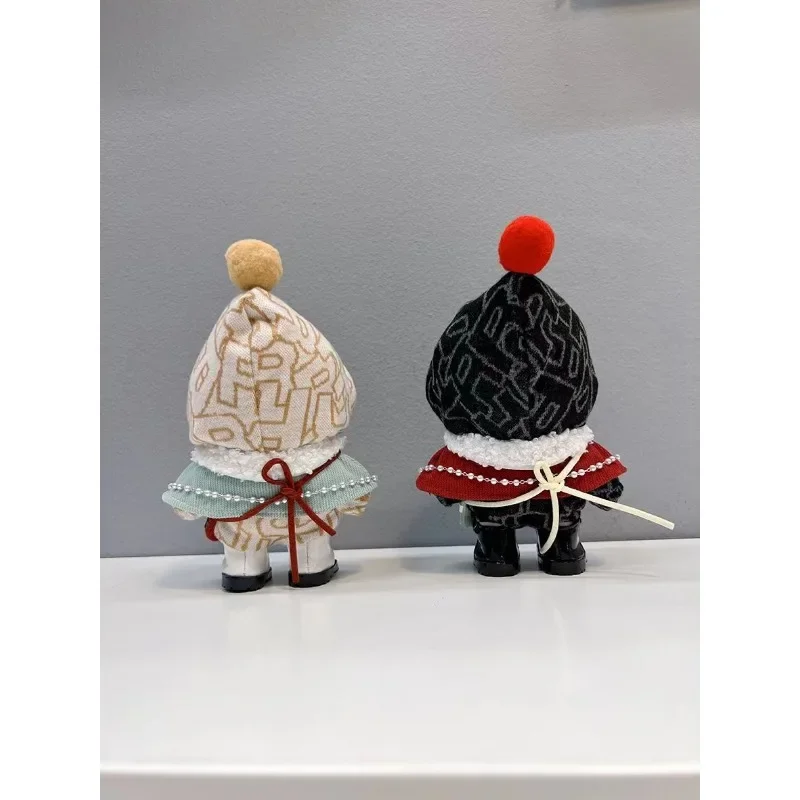 10cm Baby Clothes Little Joy Set Red and Green Cloak Printed Hooded jumpsuit New Year Cotton Doll Clothes in Stock 3
