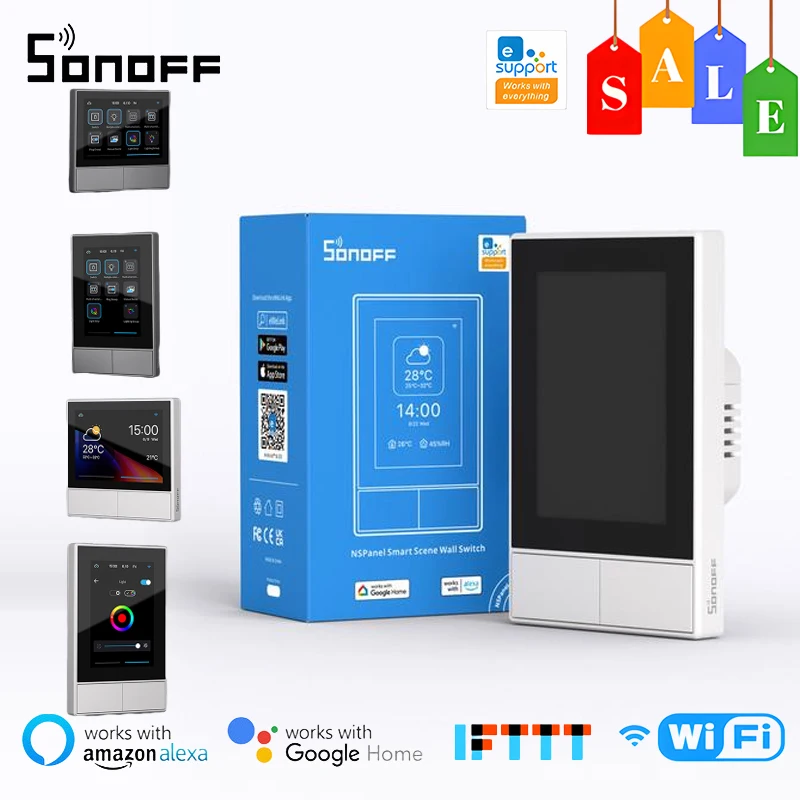 Sonoff Nspanel Smart Scene Wall Switch Eu/Us Wifi Smart Termostato Display Switch Controllo All-In-One Tramite Alexa Alice Google Home