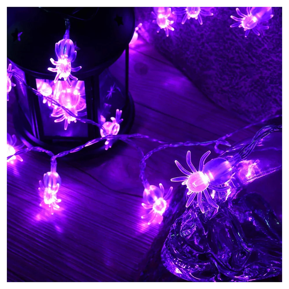 

20LED 3Meter Purple Spider Lights Realistic and Strong Practicability Gift for Halloween New Year
