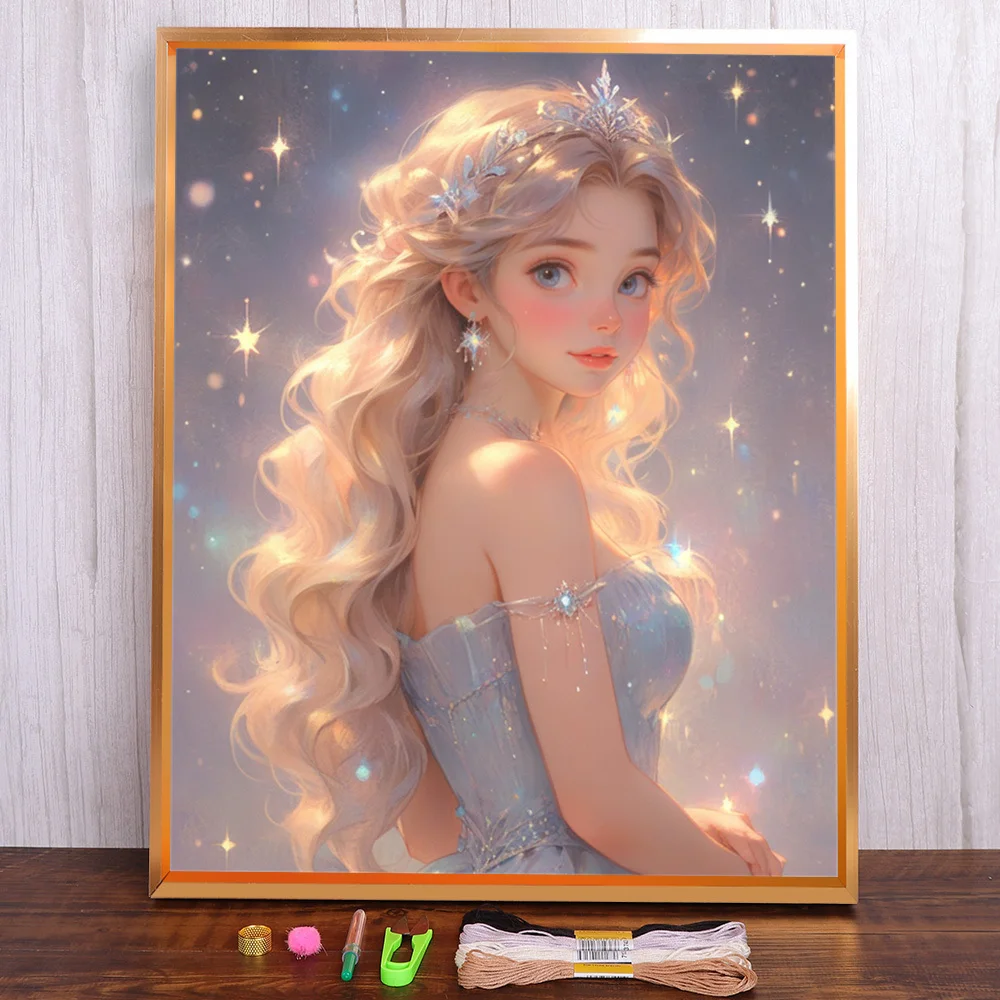 Porträt Prinzessin gedruckt wasserlösliche Leinwand Kreuzstich Kit Stickerei Malerei Stricken Handwerk Nähen Geschenk magische Promotionen