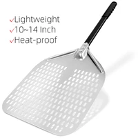 10 12 13 14 Inch Big Pizza Perforated Shovel Paddle Short/Long Handle for Oven Turning Peel Kitchen Utensils Pizza Baking Tools