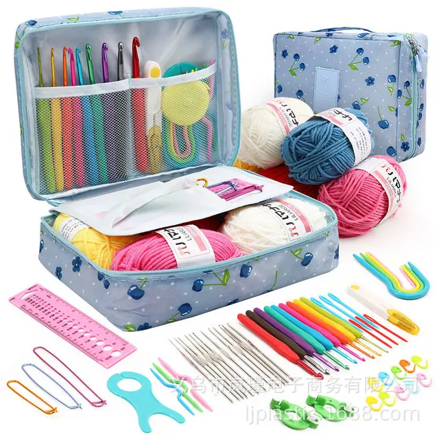 59 Pcs Include 6 Skeins Yarn,Hooks,Needles,Storage Bag Crochet Kit with  Knitting Accessories Set for Beginner Gift Free Shipping - AliExpress