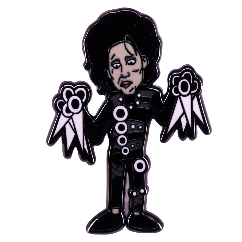 

A2487 Scissor hand Horror Movie Halloween Brooches Lapel Pins for Backpack Enamel Pins Badges on Clothes Jewelry Decoration
