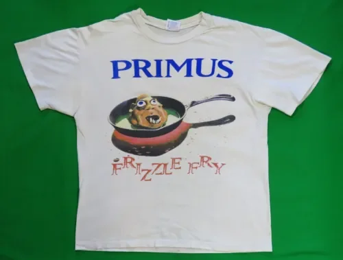 Primus Vintage T Shirt 1990 Fry Fry Tour Les Claypool Alt Thrash Metal Maniche Lunghe O Corte