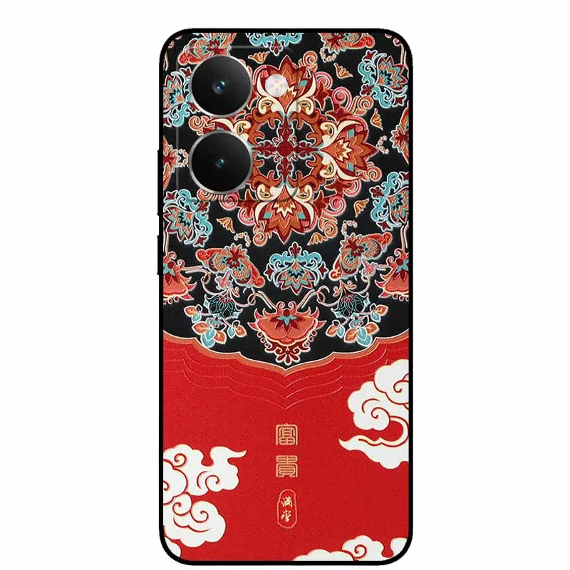 Vintage 3D Embossed Silicone Back Cover – Black Retro Design