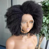 Perruque frontale en dentelle bouclée Bob cheveux humains Afro crépus bouclés 250 densité 13x4x2 T partie perruques en dentelle perruque courte Bob perruques de dentelle de cheveux humains 6
