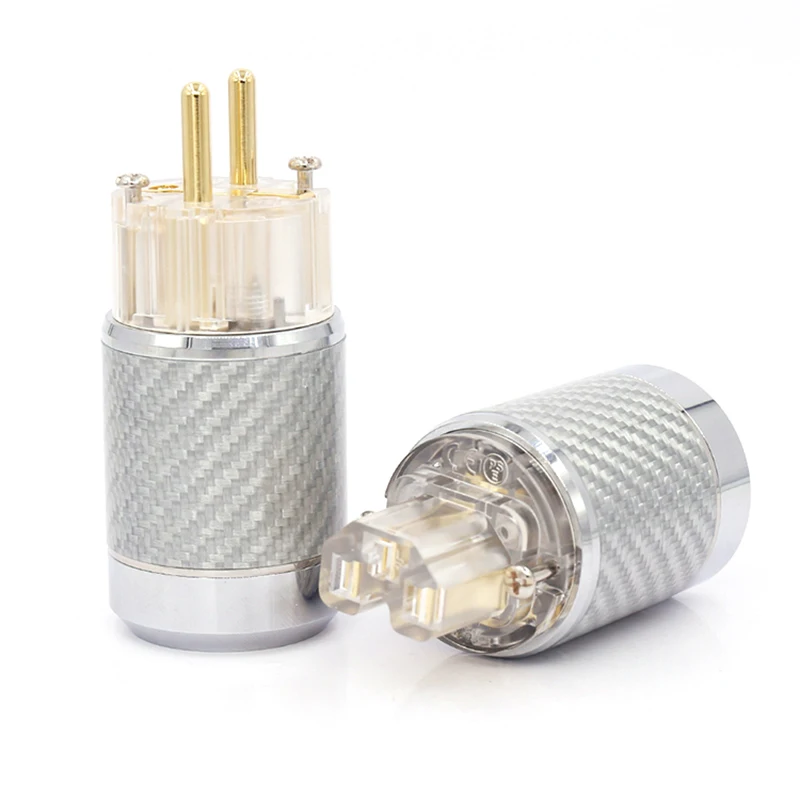 

Gold Plated AC Connectors EU Power Plug audio cable Transparent gold plated power socket