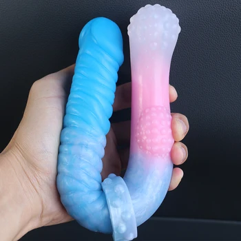 QKKQ Long Double Dildo Vaginal Anus G-Spot Orgasm Masturbators Soft Lesbian Sex Toys For Female Male Anus Plug Sex Products 3