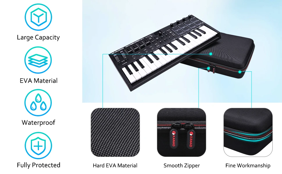 XANAD EVA Hard Case für M Audio Sauerstoff Pro Mini 32 Schlüssel USB MIDI Tastatur Controller Reise Durchführung Lagerung Tasche – Detail 2