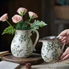 Retro Ceramic Vase Flower Vase for Home Decoration Table Decoration Pastoral Style Hydroponic Flower Arrangement Leaf Flower Pot 5