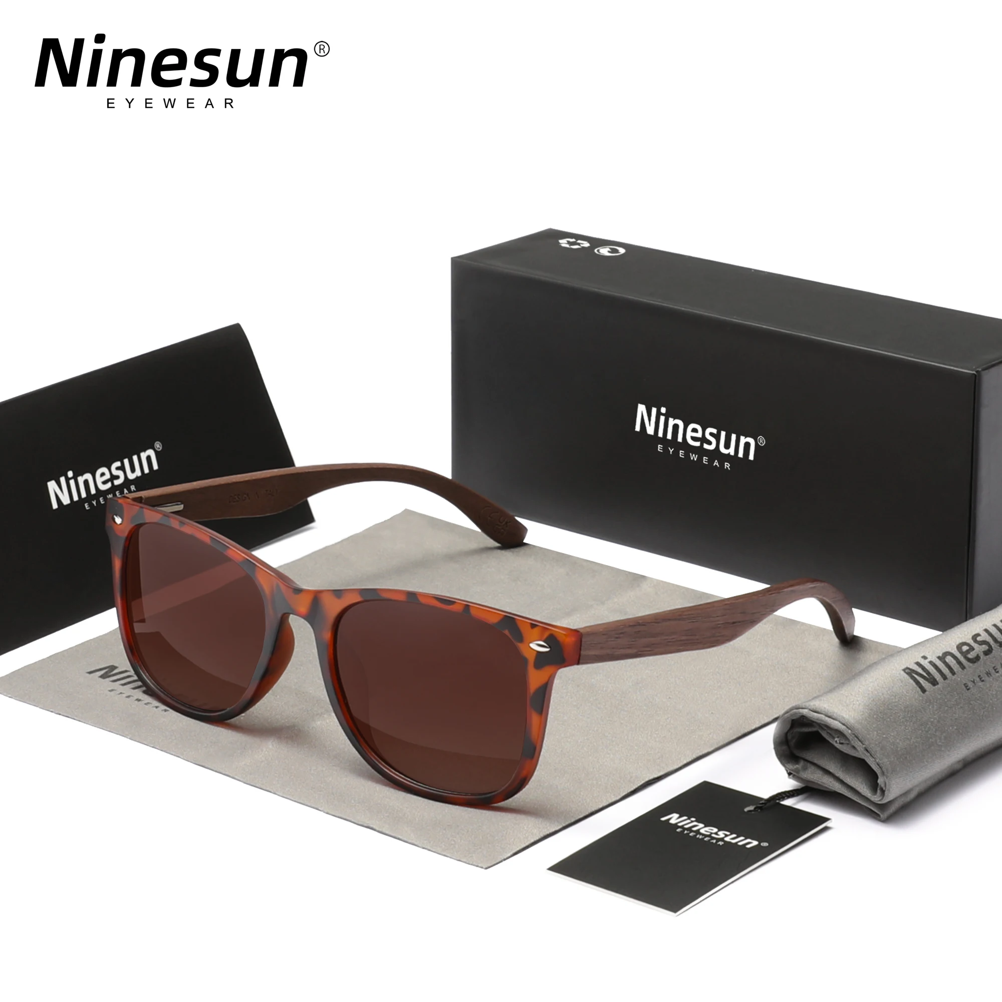 RBsunny 클래식 월넛 선글라스 남성용, 나무 편광 안경, 수제 UV400 보호 안경, 반사 방지, 레트로
