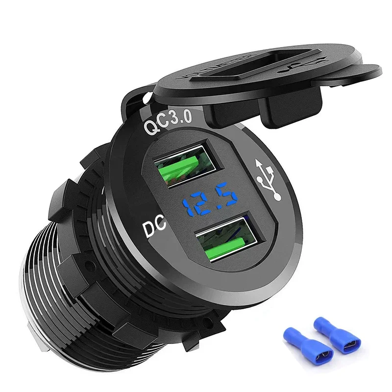 High-Speed USB Car Charger with LED Digital Voltmeter