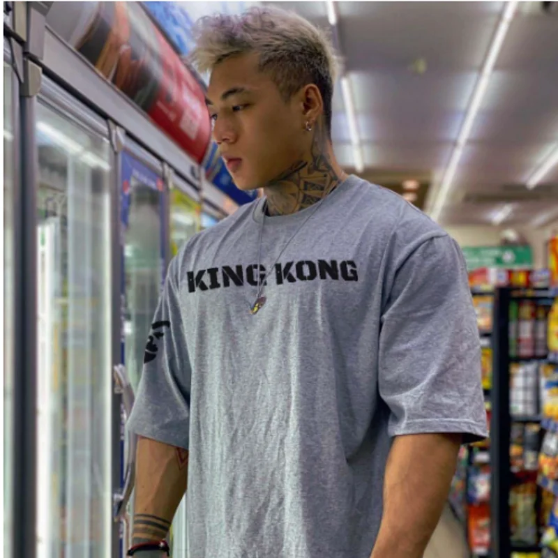 Trendy loose fitting men sports short sleeved T-shirt for men summer pure cotton half sleeved gym running training clothes sport t shirt