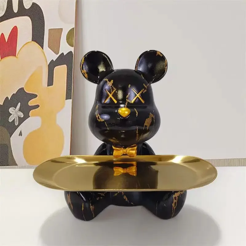 

Luxury Bear Tray Sculpture Nordic Furniture Desktop Storage Ornaments for Home Decoration Table Accessories Room Decor Aesthetic