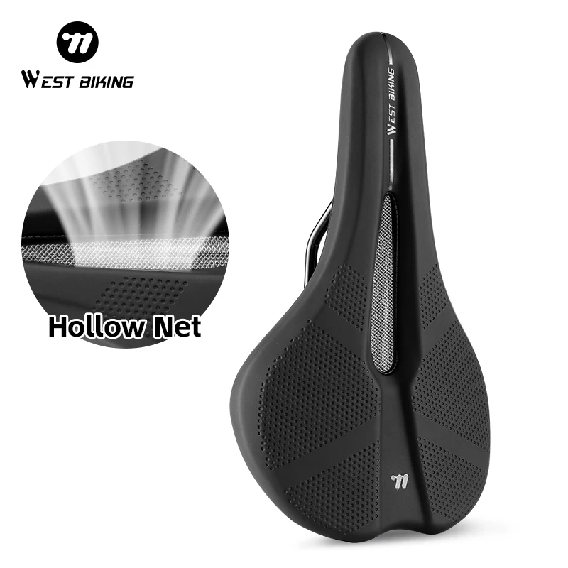 WEST BIKING MTB Road Bike Saddle Hollow Breathable Leather Seat Bicycle Shock Absorbing Comfortable Soft Cushion Cycling Parts