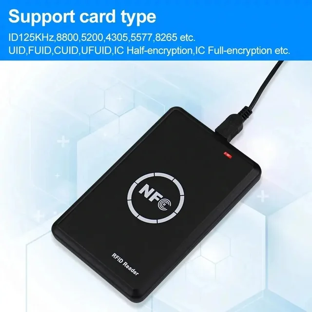 RFID Card Reader Copier Duplicator Key Fob NFC Smart Card Reader Writer 13.56MHz Encrypted Programmer Smart Keyfobs UID 4