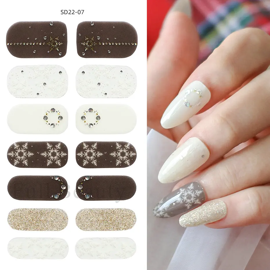 1PC(Included 14 Small Stickers)Christmas Elements Self Adhesive Nail Wraps  Sticker Snowflake Elk Christmas Tree Glove Nail Polish Strips Waterproof  Long Lasting Nail Patch Eco-friendly Nail Decals Sticker(YMY2366-YMY2379) |  Wish