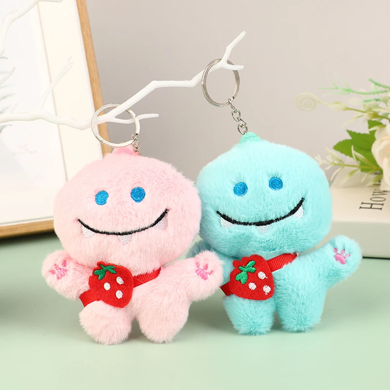

Cute Strawberry Dinosaur Plush Toy Cartoon Pendant Soft Stuffed Doll Keychain Backpack Car Bag Key Ring Decor Kid Gift