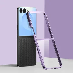 Electroplated Transparent Shockproof Phone Case - Hard PC Cover - Galaxy Z Flip5 (Purple)