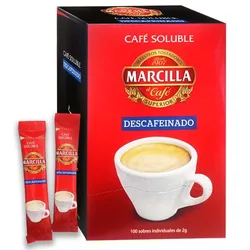 Marcilla soluble descafeinado, 100 sobres de 2 gramos 8410091109582 Raíz Inicio CAFÉ SOLUBLE 8083822