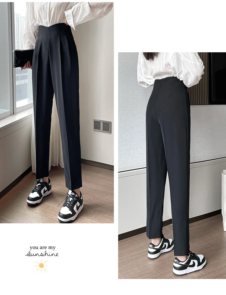 sweatpants Fashion Female Pants Spring 2022 Straight Black Khaki Trousers Suits Formal Casual S-XL New Women's Casual Harem Pants Harajuku flare pants