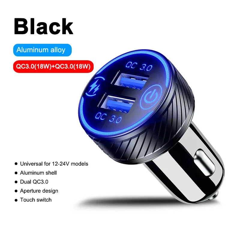 Caricatore Auto Doppia USB 3.1A – Presa 12V/24V Con Coperchio Impermeabile – Luce LED – Per Telefono, GPS