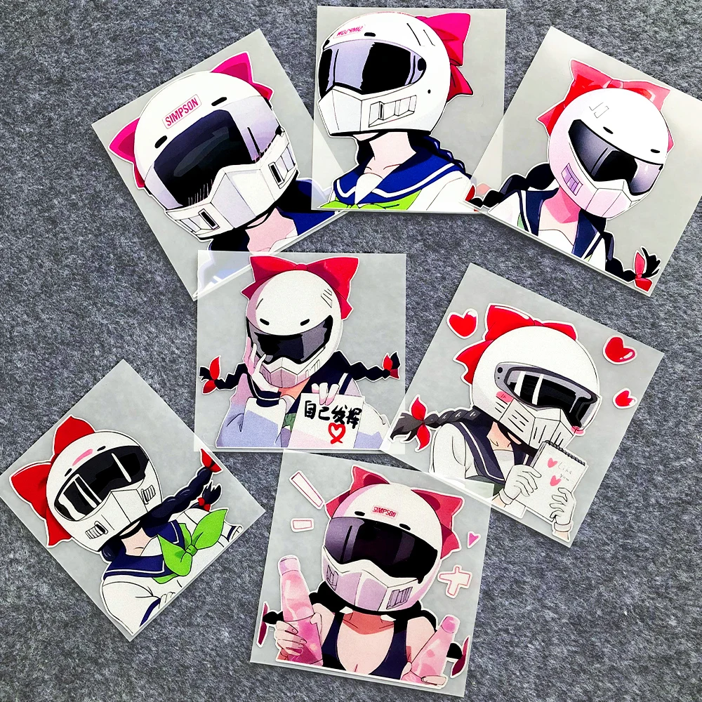 JDM SIMPSON Sticker Helmet Cover Locomotive Girl Car Body Scratches Decoration Scooter Motorcycle Tail Box Accessories diy paper tape sticker hand account decoration tape night sky starry sky cherry blossom hand torn bronzing stickers girl gift