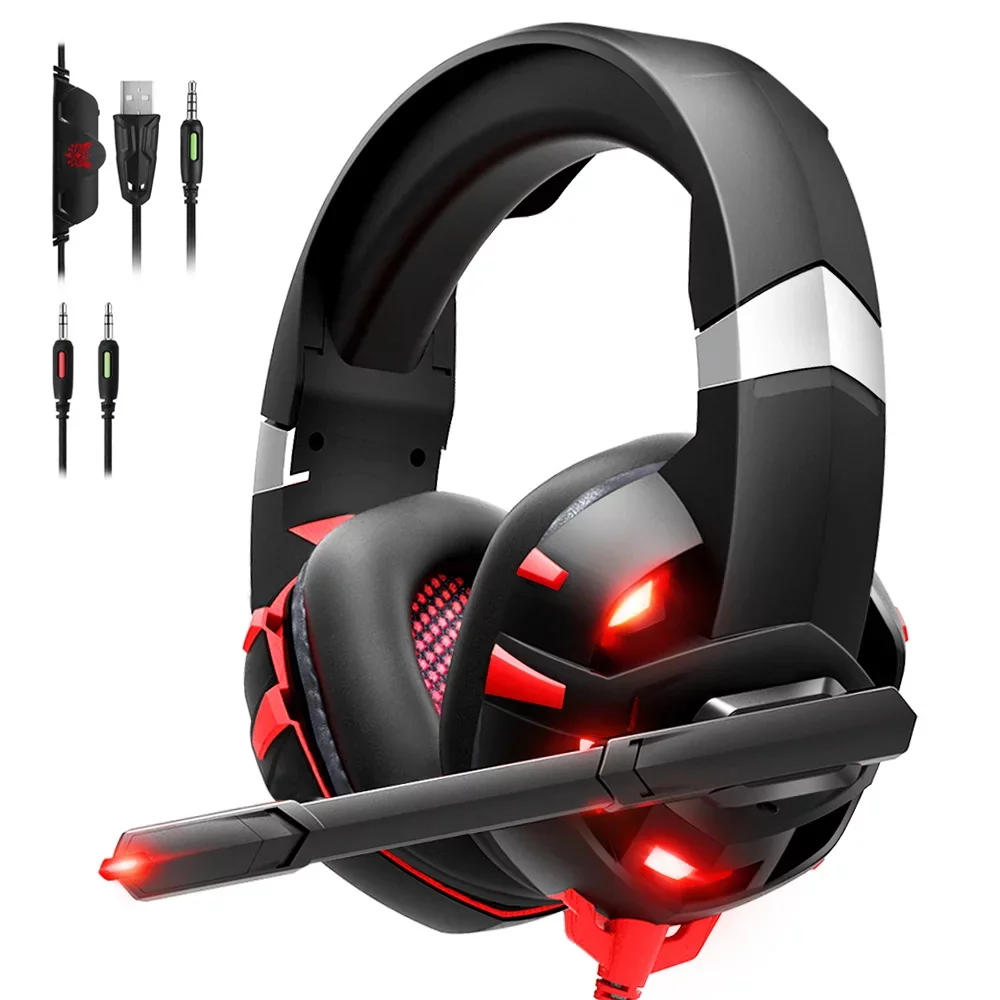

RUNMUS K2 Gaming LED Headset with Noise Canceling Mic PC Gaming Headphone For PS4 Xbox One Controller Nintendo Switch