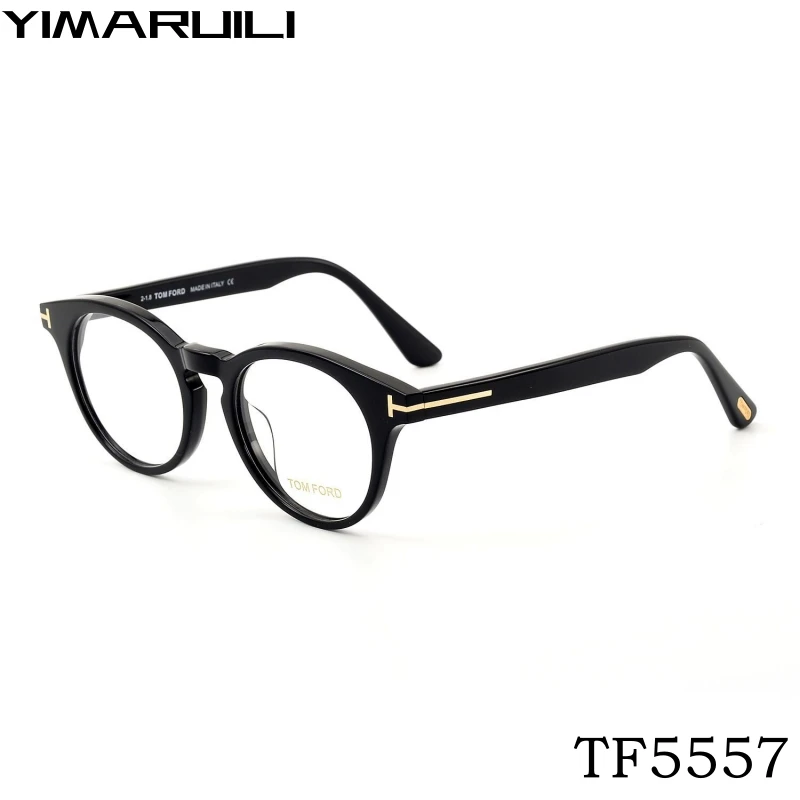 

YIMARUILI 2024 New Fashion Luxury Acetate Glasses Women's TOM Retro Round Optical Prescription Men's Eyeglasses frames TF5557