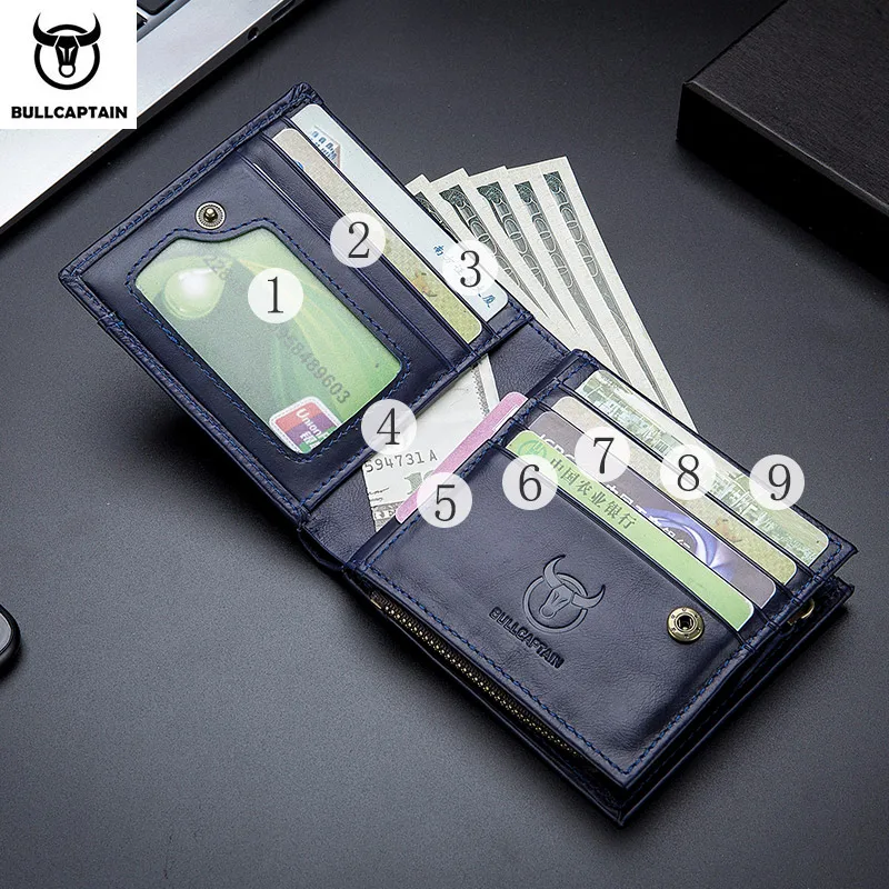 Bullcaptain Men's Wallet Rfid Vintage Genuine Leather Wallets for Men Credit Card Holder Purse Money Bag Wallet Man ﻿ 3