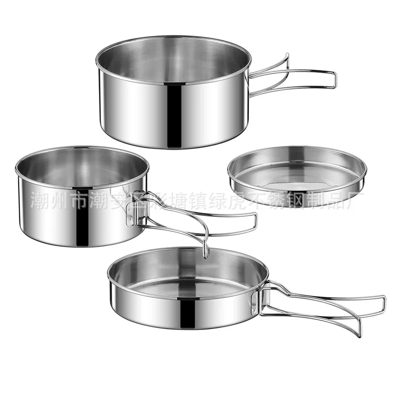 Kitchen Utensils Camping Cookware Camping Cookware Set Stainless Steel Camping Cookware Set For 2-3 People Japanese Style Outdoor Cooking Portable Stove And Pots Heat Resistant
