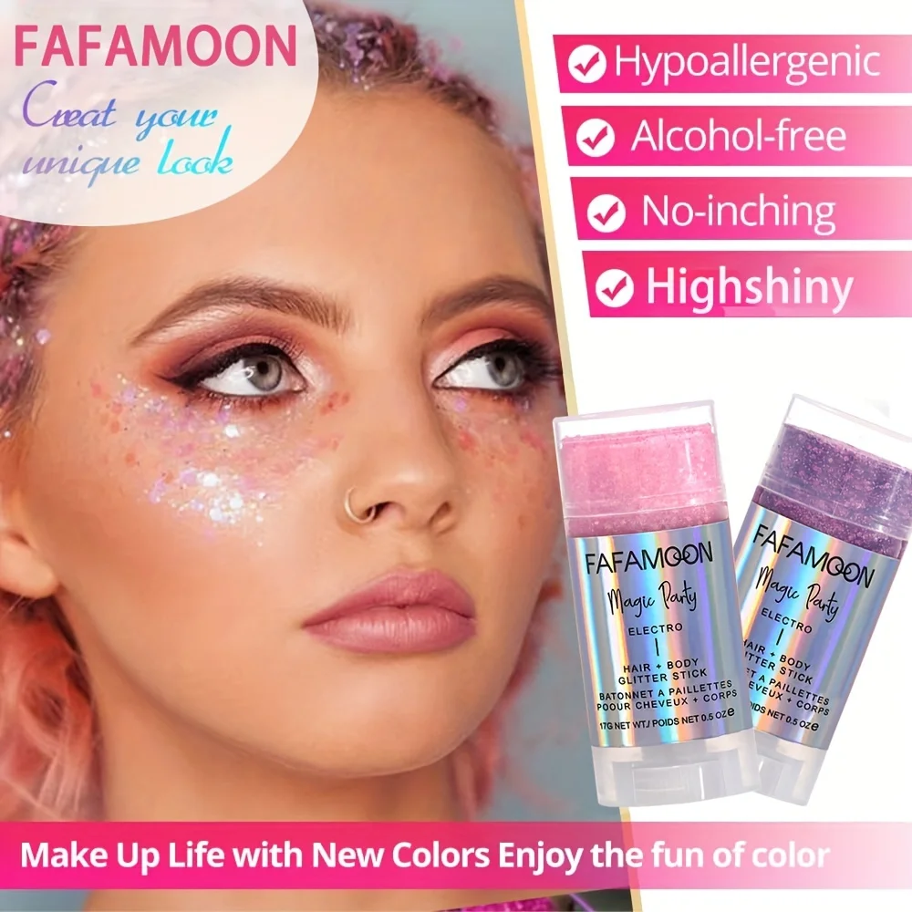 Body Glitter Stick, Singer Music Rave Festival, Rotating Mermaid Face Glitter Stick, Holographic Glitter for Face/Body/Hair/Eye 3