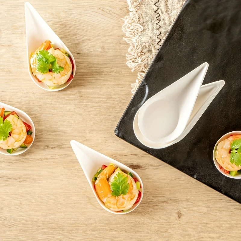 Disposable Paper Dessert Plates – High-Quality Water Drop Shaped Serving Trays – Eco-Fr... - SKU DPP12329 - UGI Packaging