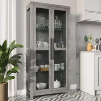 Curio Cabinet, Tall Glass Display Cabinet with Adjustable Shelves for Living Room, Trophy Display Case 2