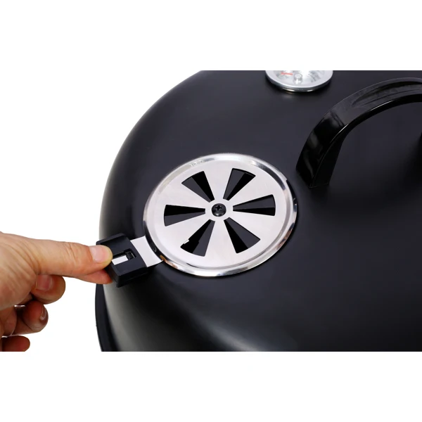 木炭烟熏烤架 木质烟熏烤架 户外烹饪 16 英寸垂直烟熏器 便携式烧烤架 适合露营，黑色-41