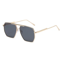 Gold Frame Pilot Sunglasses - Retro Double - Barrel UV - Protective Sun Goggles (Gold)