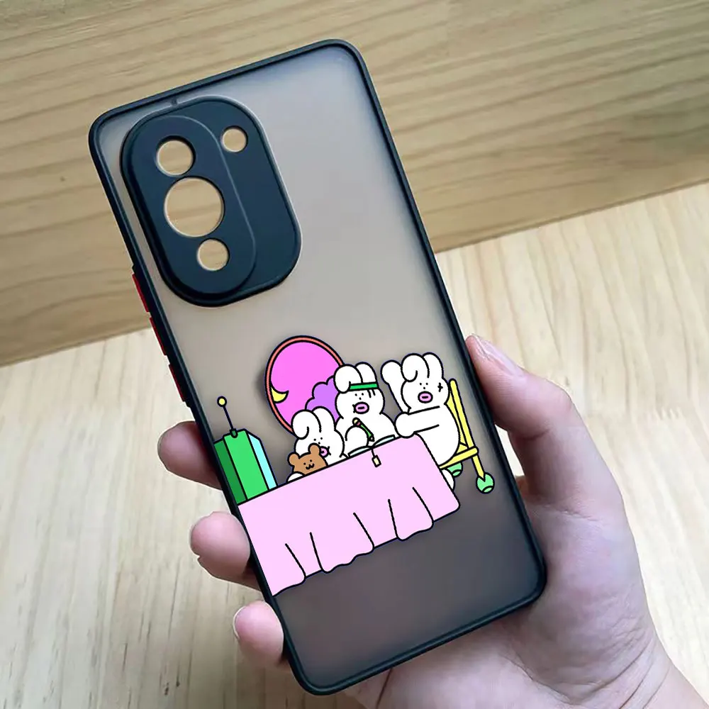 thumbnail image 4 of Matte Case for Huawei NOVA Y70 10 9 8SE 8 7SE 7I 7 6 5I 5 4 3I 4G 5G Case Funda Coque Capa Shell Cover White Pig Rabbit Cartoon, 4 of 5