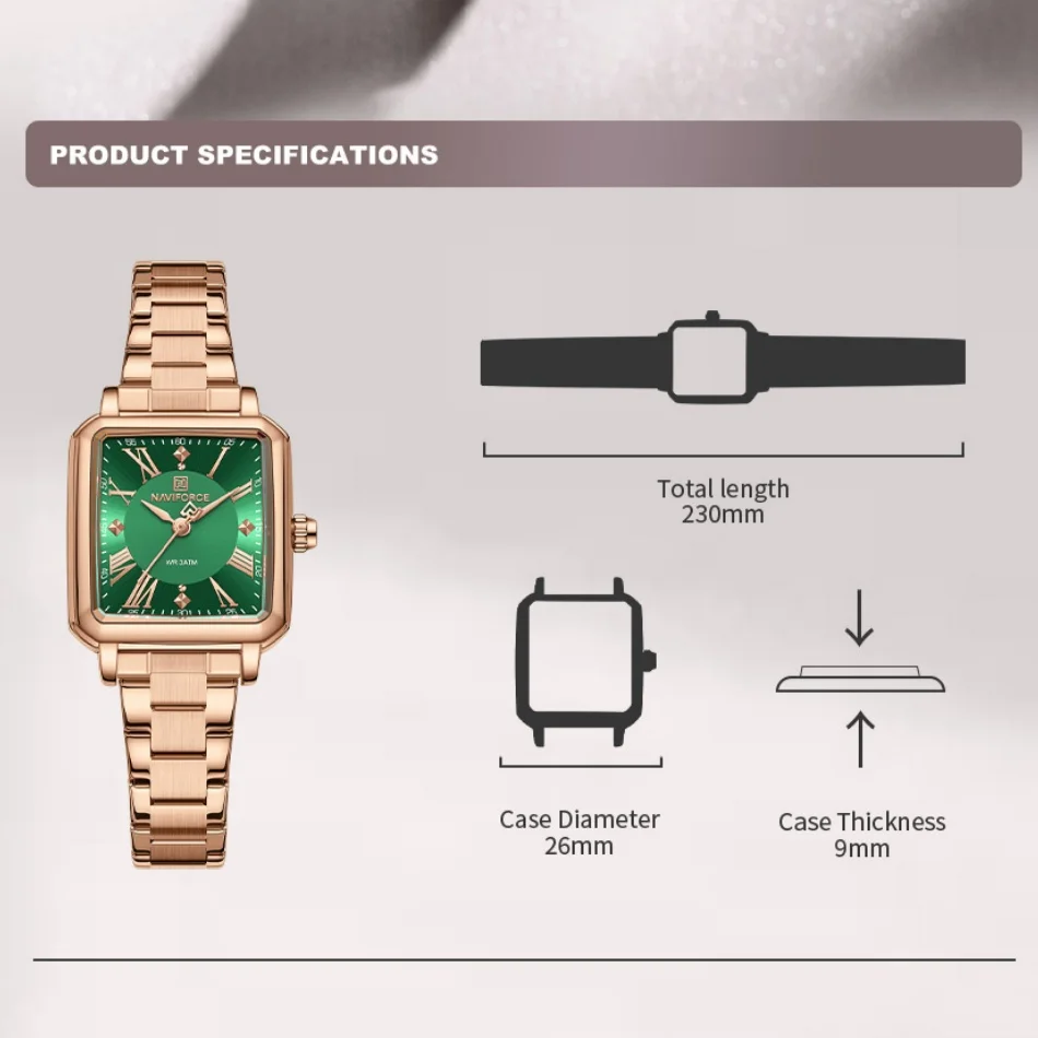 NAVIFORCE Elegant Women's Stainless Steel Dress Watch - 3ATM Waterproof Fashion Timepiece
