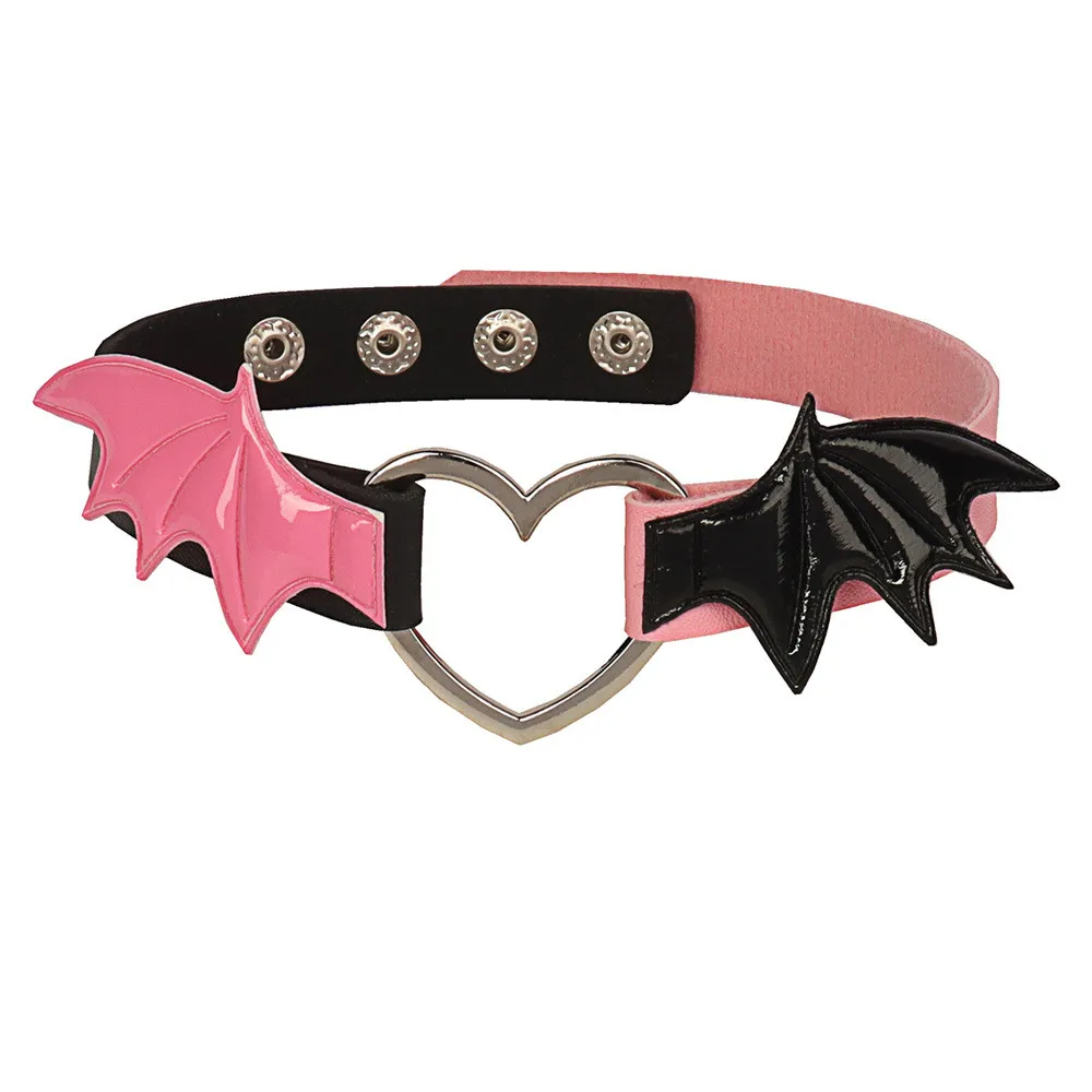 2024 Halloween Schwarze Rote Fledermausflügel Halskette für Frauen Mädchen Herz Pu Leder Gothic Schmuck Geschenk 17 2024 Halloween Schwarze Rote Fledermausflügel Halskette für Frauen Mädchen Herz Pu Leder Gothic Schmuck Geschenk 6