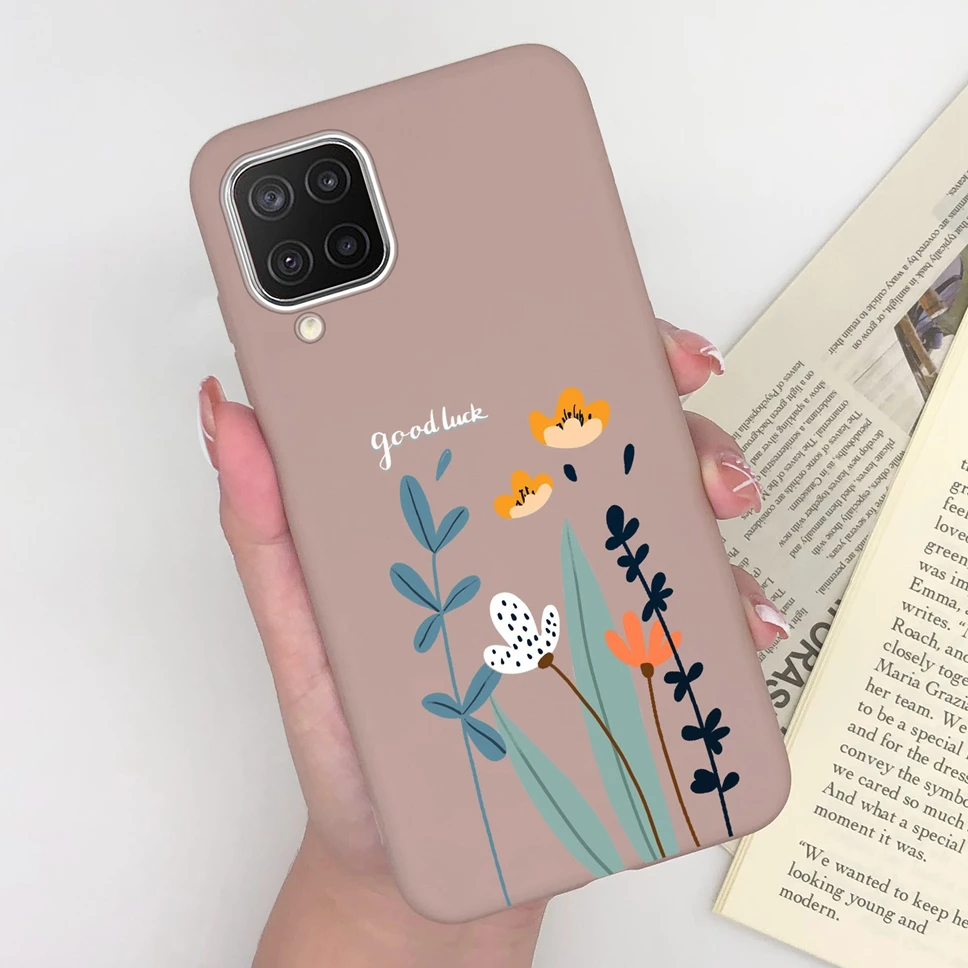 Cute Love Heart Matte Phone Case with Floral Design - Compatible with Samsung Galaxy A12, M12, and F12