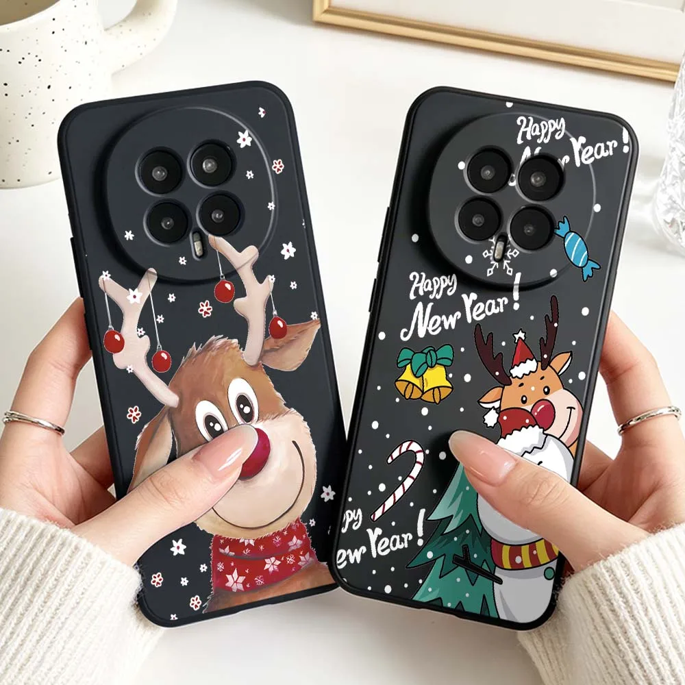 Festive Cartoon Christmas Deer Phone Case - Black