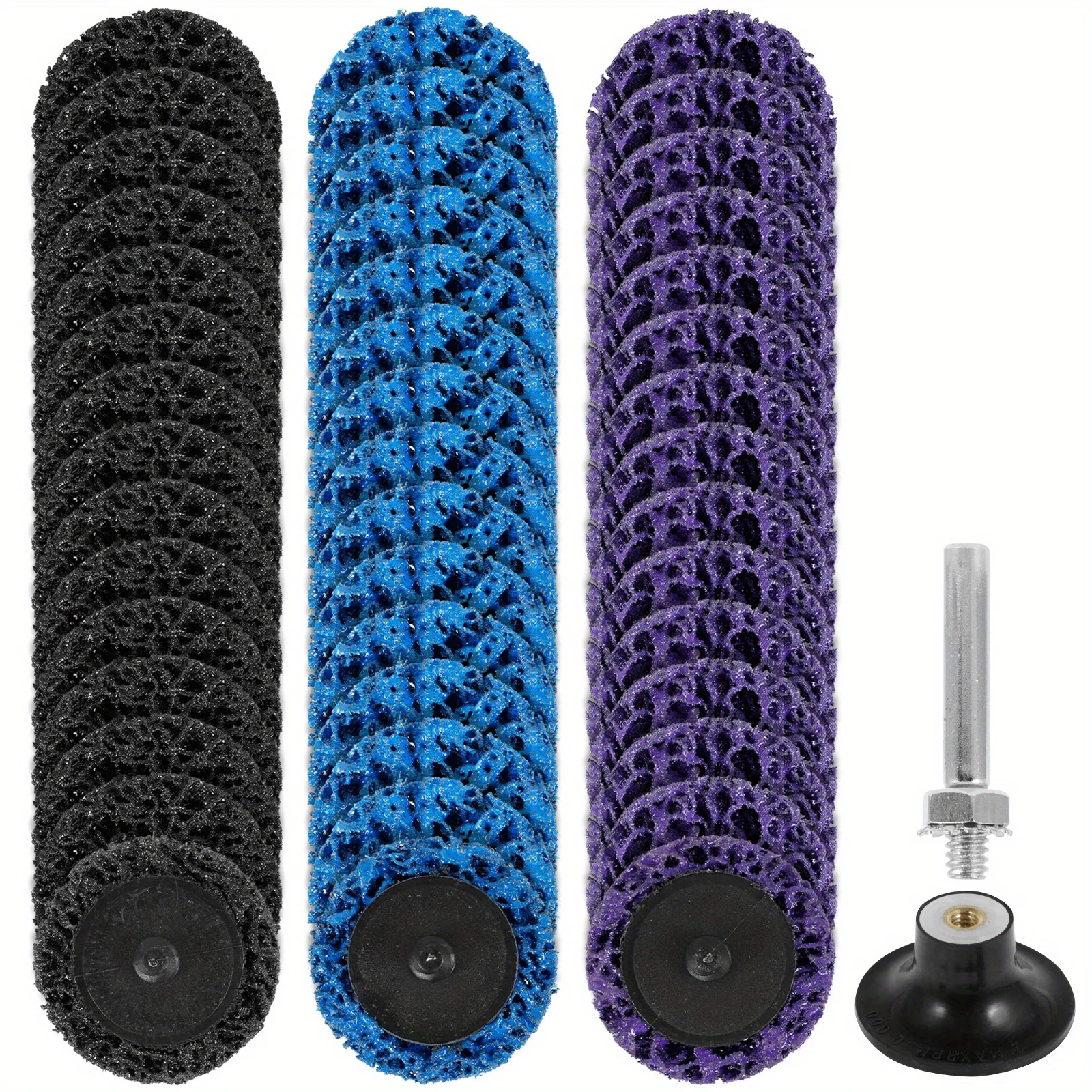 46 adet sıyırma tekerleği şerit diskler 50MM aşındırıcı disk boya pas temizleme aracı Metal plastik için etkili pas yüzey parlatma