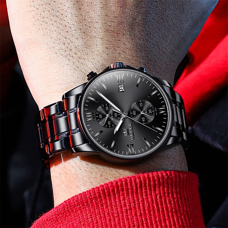 OLEVS Men Watches Top Brand Luxury Chronograph Waterproof Date Quartz Watch Man Black Sports Wrist Watch Reloj Hombre