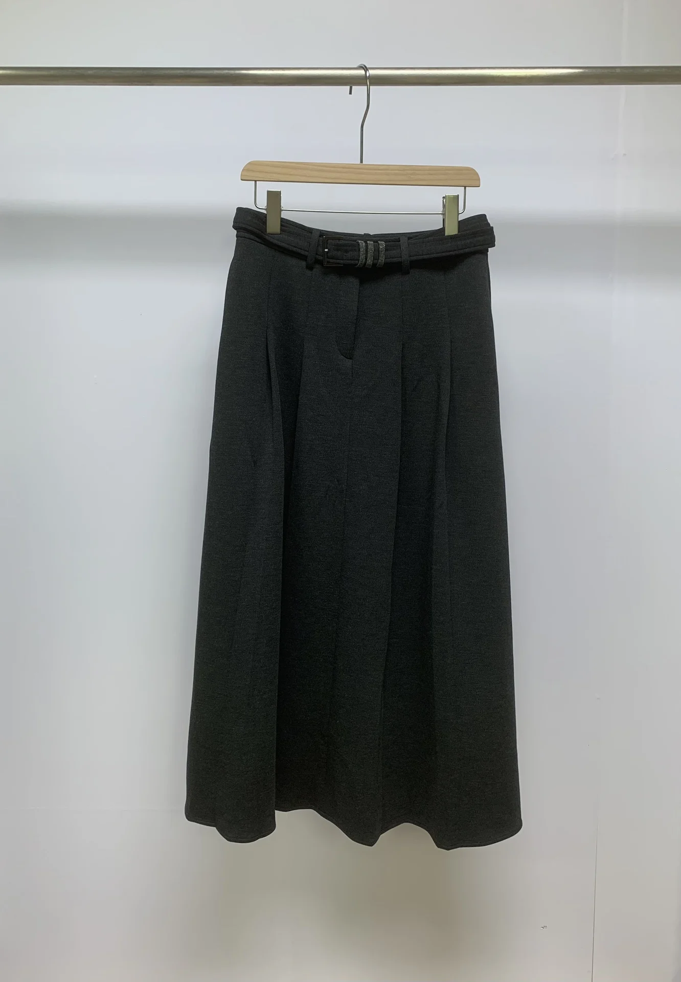 

Women's Wool Blend Zipper High Waist Long Skirt