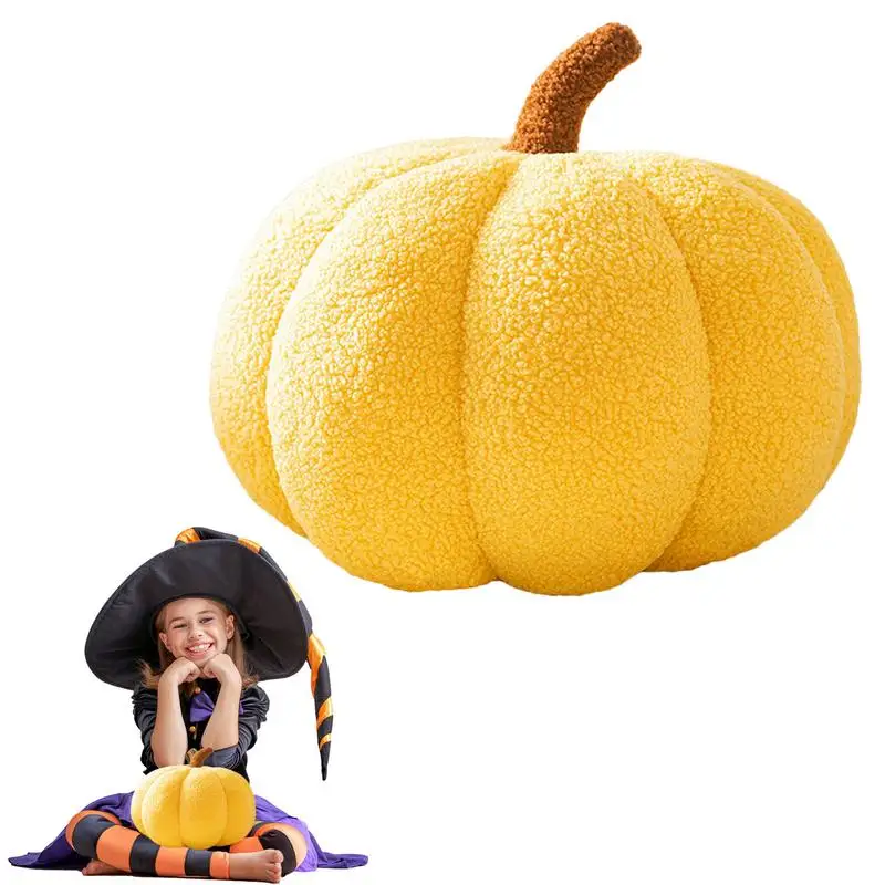 

28cm Fluffy Pumpkin Pillow Pumpkin Plush Toy Plushie Soft Plant Stuffed Doll Holidays Props Decorative Throw Pillow for Kids