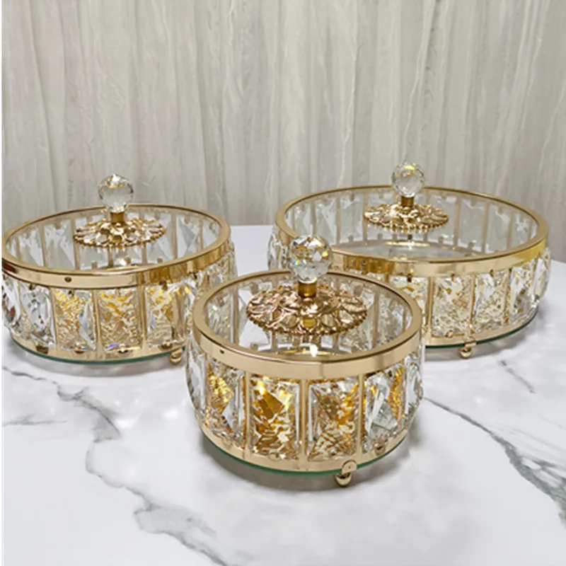 

European Light Luxury Crystal Glass Fruit Tray, Living Room Tea Table, Candy Storage Box, Household Room Decoration