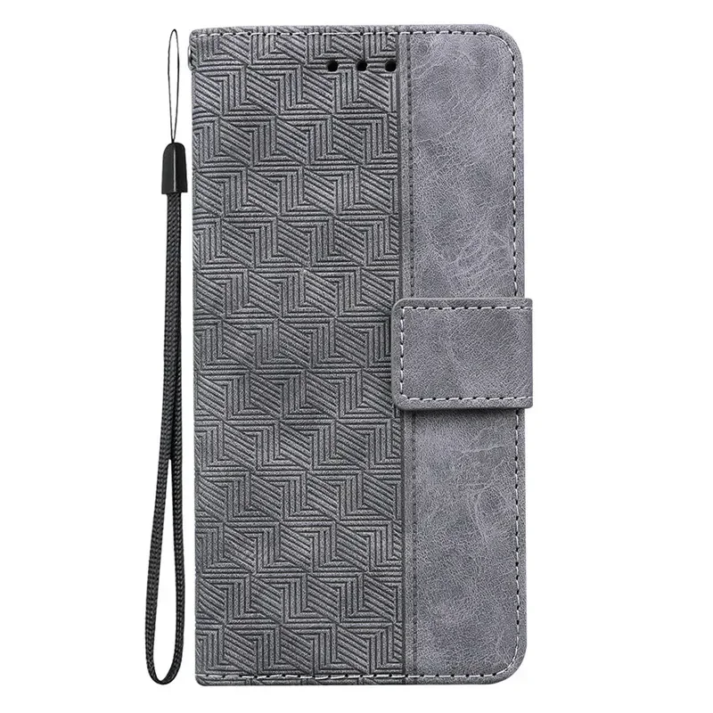 Geometric Textile Pattern Magnetic Wallet Leather Phone Case Cover