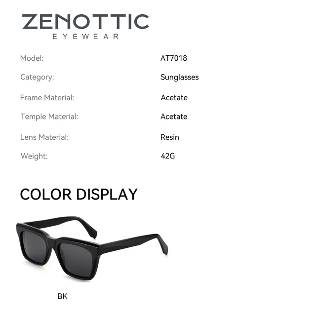 ZENOTTIC（M Size）Trendy Acetate Rectangle Prescription Sun Glasses For Men Polarized Optical Sunglasses UV400 Protection Shades 4
