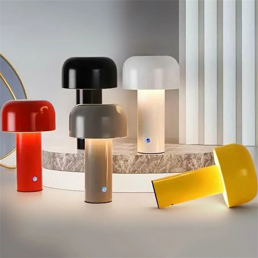 Nordic LED Mushroom Bar Table Lamp 3 Color Dimmable USB Rechargeable Desk Table Light For Restuarant Bedroom Cafe Decor image_0
